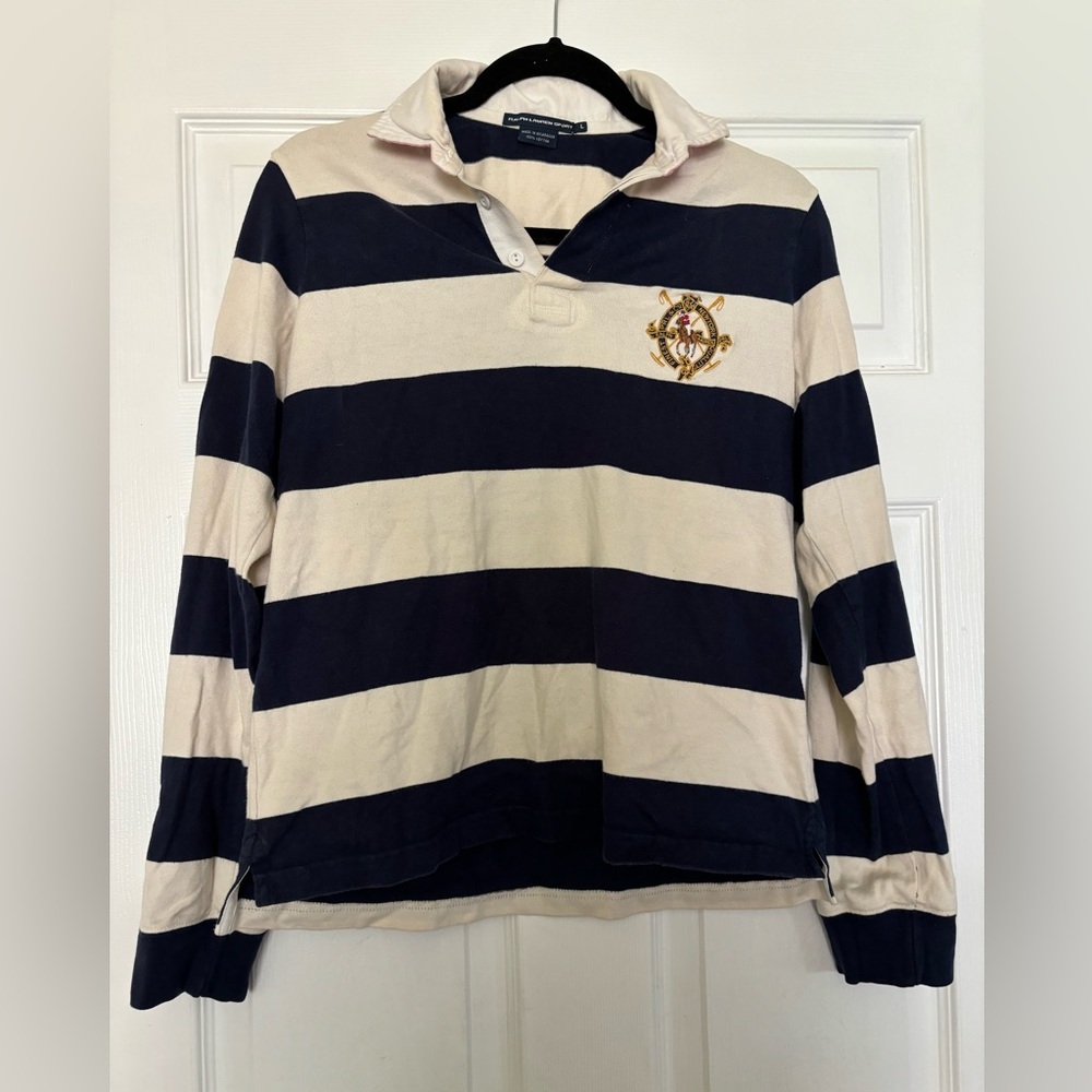 vintage striped polo long sleeve - UNISEX
